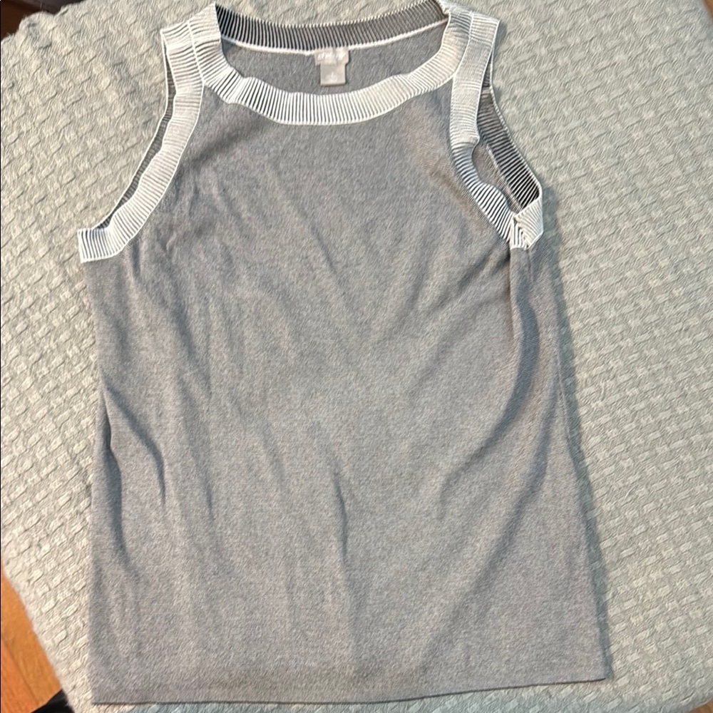 Chico's Gray and White Sleeveless Tank Top